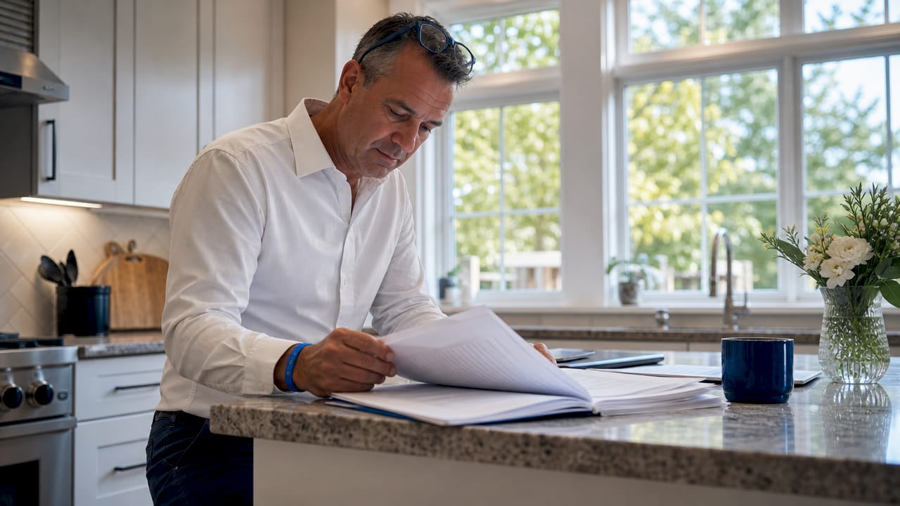 1780857770241_Real-estate-investor-reviewing-bridge-loan-documents Real estate investor reviewing bridge loan documents