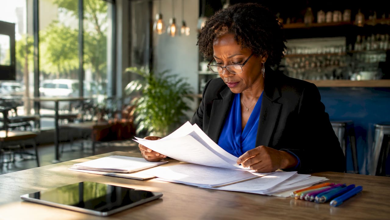 1781225974547_Loan-officer-reviewing-hard-money-loan-paperwork Loan officer reviewing hard money loan paperwork
