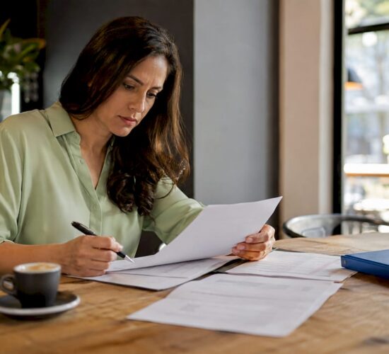 Client reviewing hard money loan documents