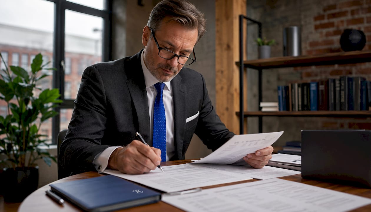 1784262773999_Private-lender-reviewing-loan-documents-in-office-1 Private lender reviewing loan documents in office