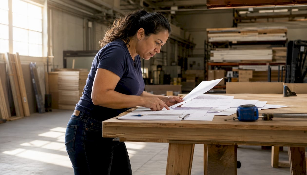 1785041122312_Builder-reviewing-construction-financing-documents Builder reviewing construction financing documents