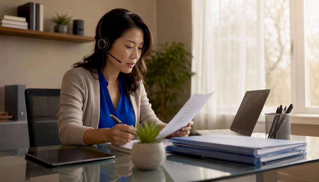 Loan officer pre-qualifying borrower on call