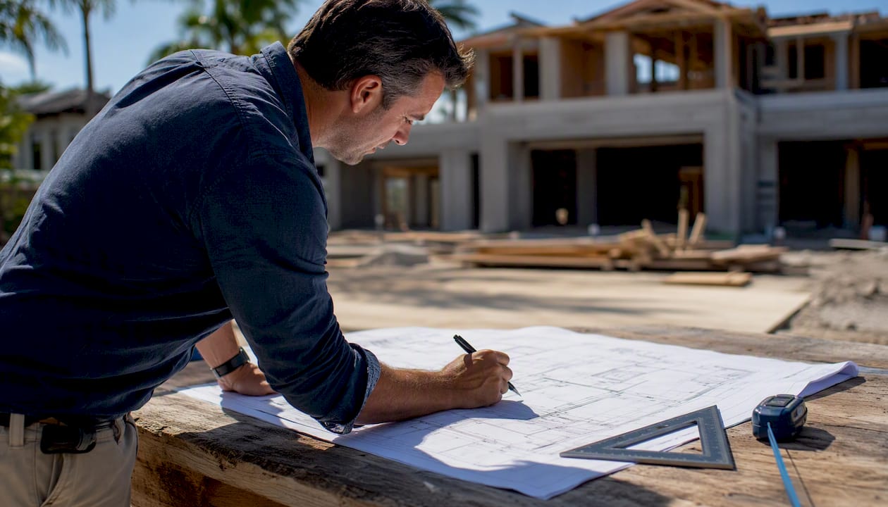 1786199634832_Hands-inspecting-construction-blueprint-onsite Hands inspecting construction blueprint onsite
