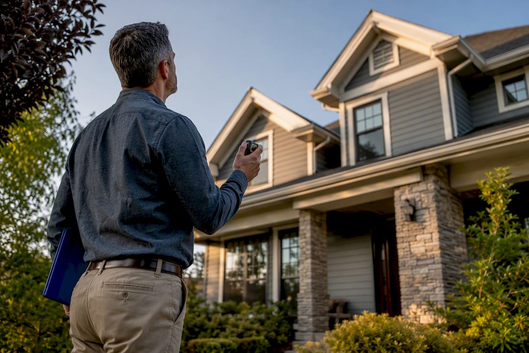 1789704831790_Appraiser-inspecting-residential-property-exterior Appraiser inspecting residential property exterior